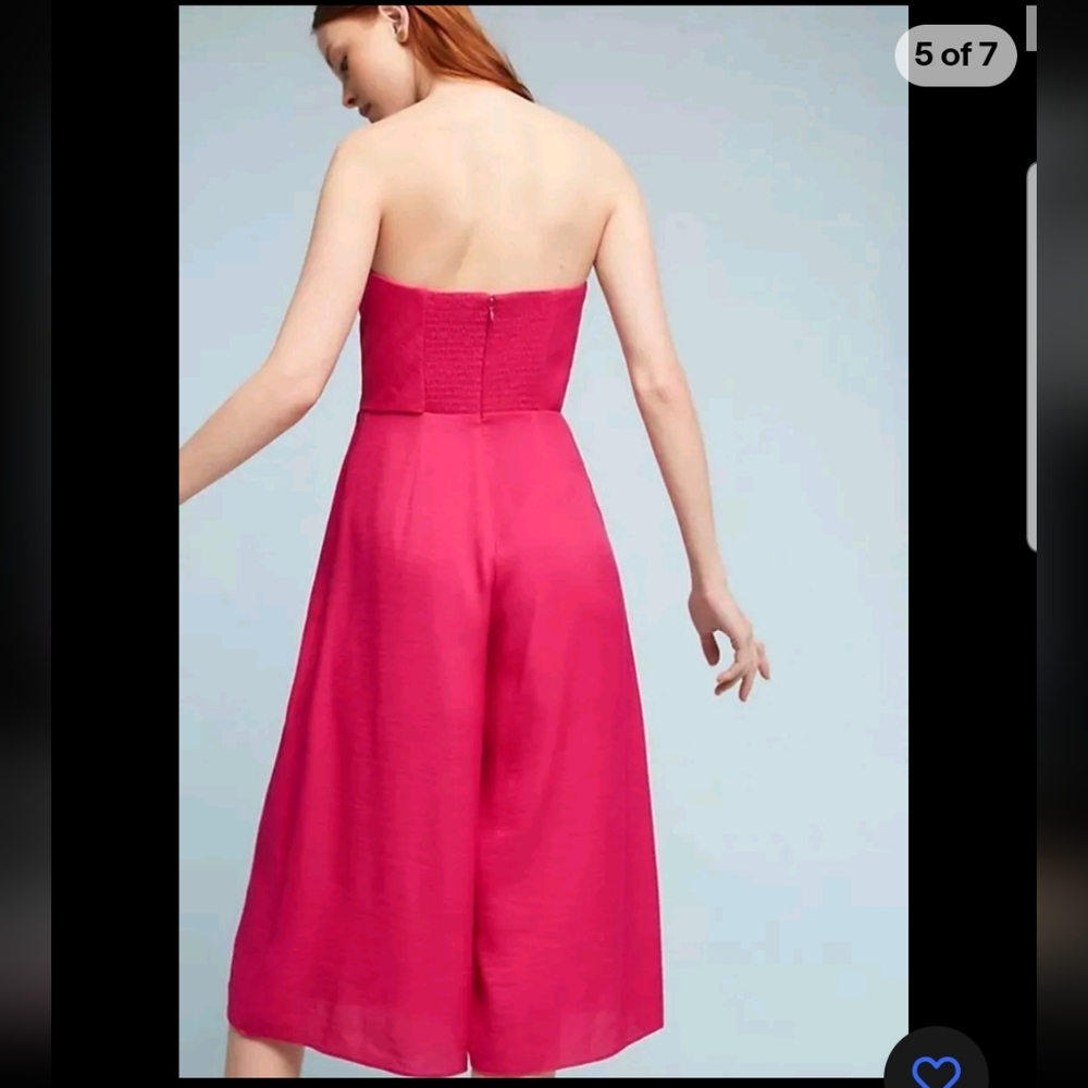 Meave Anthropologie $148 Pink Strapless Brin Jumpsuit By Meave Size 2 - Picture 2 of 16